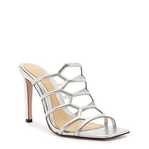 SCHUTZ Julianna Weekend Silver Metallic Leather Sandals
